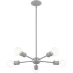 5 Light Nordic Gray Chandelier with Steel base material-Lighting LumensChandeliers