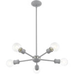 5 Light Nordic Gray Chandelier with Steel base material-Lighting LumensChandeliers