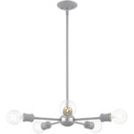 5 Light Nordic Gray Chandelier with Steel base material-Lighting LumensChandeliers