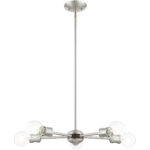 3 Light Brushed Nickel Chandelier with Steel base material-Lighting LumensChandeliers