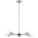 3 Light Brushed Nickel Chandelier with Steel base material-Lighting LumensChandeliers