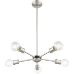 3 Light Brushed Nickel Chandelier with Steel base material-Lighting LumensChandeliers