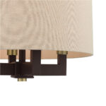 4 Light Bronze Chandelier with Hand Crafted Ash Gray Linen Fabric Hardback Shade-Lighting LumensChandeliers