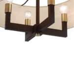 4 Light Bronze Chandelier with Hand Crafted Ash Gray Linen Fabric Hardback Shade-Lighting LumensChandeliers