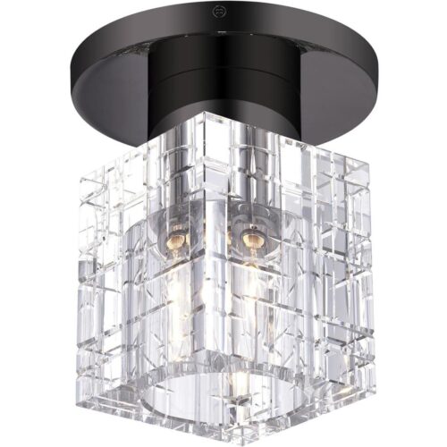 46180-46 1 Light Black Chrome Crystal Semi-Flush-Lighting LumensSemi Flush