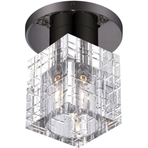 46180-46 1 Light Black Chrome Crystal Semi-Flush-Lighting LumensSemi Flush