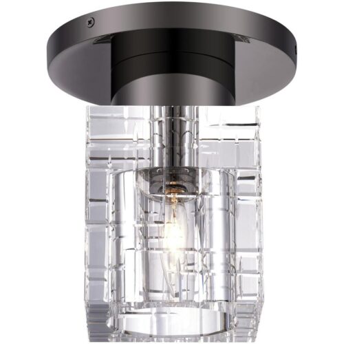 46180-46 1 Light Black Chrome Crystal Semi-Flush-Lighting LumensSemi Flush