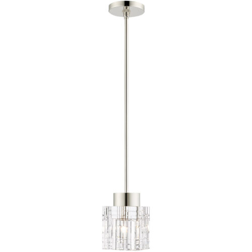 1 Light Polished Nickel Mini Pendant light Hanging Light Fixture with Clear Crystals Shade-Lighting LumensPendant Lights