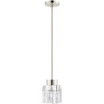 1 Light Polished Nickel Mini Pendant light Hanging Light Fixture with Clear Crystals Shade-Lighting LumensPendant Lights