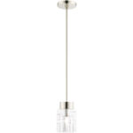 1 Light Polished Nickel Mini Pendant light Hanging Light Fixture with Clear Crystals Shade-Lighting LumensPendant Lights