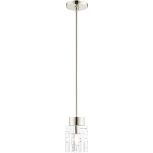 1 Light Polished Nickel Mini Pendant light Hanging Light Fixture with Clear Crystals Shade-Lighting LumensPendant Lights