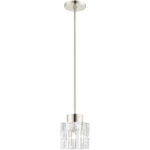 1 Light Polished Nickel Mini Pendant light Hanging Light Fixture with Clear Crystals Shade-Lighting LumensPendant Lights