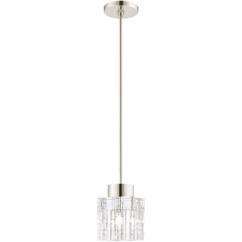 1 Light Polished Nickel Mini Pendant light Hanging Light Fixture with Clear Crystals Shade-Lighting LumensPendant Lights