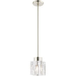 1 Light Polished Nickel Mini Pendant light Hanging Light Fixture with Clear Crystals Shade-Lighting LumensPendant Lights