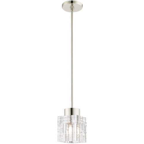 1 Light Polished Nickel Mini Pendant light Hanging Light Fixture with Clear Crystals Shade-Lighting LumensPendant Lights