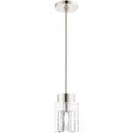 1 Light Polished Nickel Mini Pendant light Hanging Light Fixture with Clear Crystals Shade-Lighting LumensPendant Lights