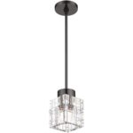 46181-46 1 Light Black Chrome Crystal Single Pendant-Lighting LumensPendant Lights