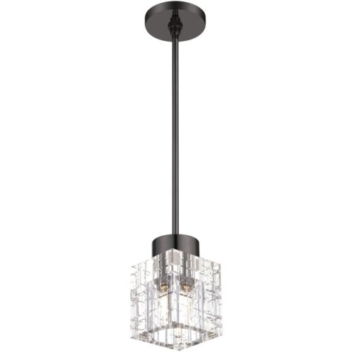 46181-46 1 Light Black Chrome Crystal Single Pendant-Lighting LumensPendant Lights