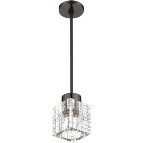 46181-46 1 Light Black Chrome Crystal Single Pendant-Lighting LumensPendant Lights