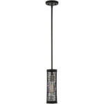 1 Light Black Pendant light Hanging Light Fixture with Black Stainless Mesh Shade-Lighting LumensPendant Lights