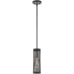 1 Light Black Pendant light Hanging Light Fixture with Black Stainless Mesh Shade-Lighting LumensPendant Lights