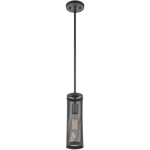 1 Light Black Pendant light Hanging Light Fixture with Black Stainless Mesh Shade-Lighting LumensPendant Lights