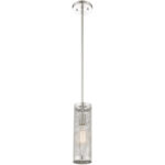 1 Light Brushed Nickel Pendant light Hanging Light Fixture with Brushed Nickel Stainless Mesh Shade-Lighting LumensPendant Lights