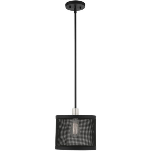 1 Light Black Pendant light Hanging Light Fixture with Black Stainless Mesh Shade-Lighting LumensPendant Lights