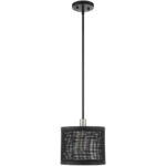 1 Light Black Pendant light Hanging Light Fixture with Black Stainless Mesh Shade-Lighting LumensPendant Lights