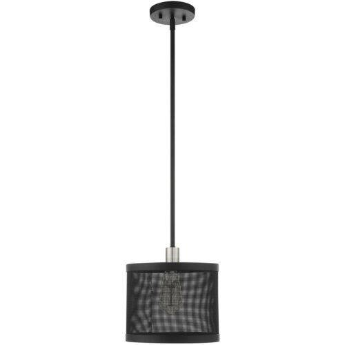 1 Light Black Pendant light Hanging Light Fixture with Black Stainless Mesh Shade-Lighting LumensPendant Lights