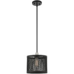 1 Light Black Pendant light Hanging Light Fixture with Black Stainless Mesh Shade-Lighting LumensPendant Lights