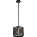 1 Light Black Pendant light Hanging Light Fixture with Black Stainless Mesh Shade-Lighting LumensPendant Lights