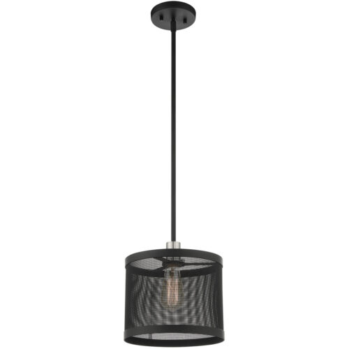 1 Light Black Pendant light Hanging Light Fixture with Black Stainless Mesh Shade-Lighting LumensPendant Lights