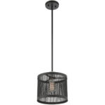 1 Light Black Pendant light Hanging Light Fixture with Black Stainless Mesh Shade-Lighting LumensPendant Lights