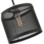 1 Light Black Pendant light Hanging Light Fixture with Black Stainless Mesh Shade-Lighting LumensPendant Lights