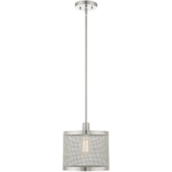 1 Light Brushed Nickel Pendant light Hanging Light Fixture with Brushed Nickel Stainless Mesh Shade-Lighting LumensPendant Lights