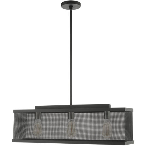 6.5 inch 3 Light Black Chandelier with Black Stainless Mesh Shade-Lighting LumensChandeliers