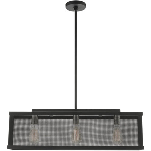 6.5 inch 3 Light Black Chandelier with Black Stainless Mesh Shade-Lighting LumensChandeliers