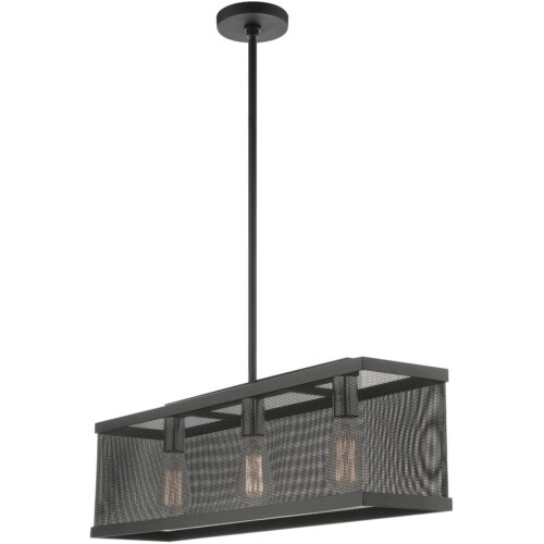 6.5 inch 3 Light Black Chandelier with Black Stainless Mesh Shade-Lighting LumensChandeliers