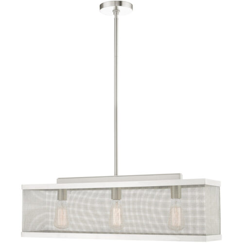 6.5 inch 3 Light Brushed Nickel Chandelier with Brushed Nickel Stainless Mesh Shade-Lighting LumensChandeliers