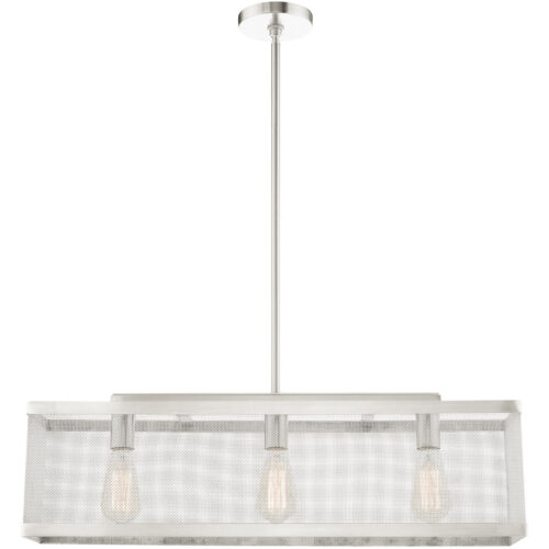 6.5 inch 3 Light Brushed Nickel Chandelier with Brushed Nickel Stainless Mesh Shade-Lighting LumensChandeliers