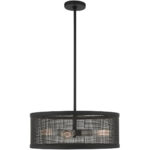 4 Light Black Chandelier with Black Stainless Mesh Shade-Lighting LumensChandeliers