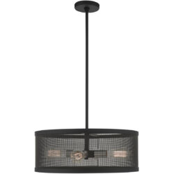 4 Light Black Chandelier with Black Stainless Mesh Shade-Lighting LumensChandeliers