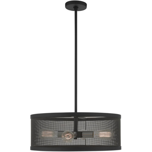 4 Light Black Chandelier with Black Stainless Mesh Shade-Lighting LumensChandeliers