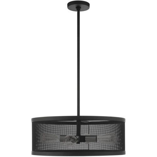 4 Light Black Chandelier with Black Stainless Mesh Shade-Lighting LumensChandeliers