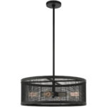 4 Light Black Chandelier with Black Stainless Mesh Shade-Lighting LumensChandeliers