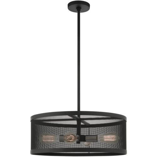 4 Light Black Chandelier with Black Stainless Mesh Shade-Lighting LumensChandeliers