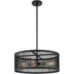 4 Light Black Chandelier with Black Stainless Mesh Shade-Lighting LumensChandeliers