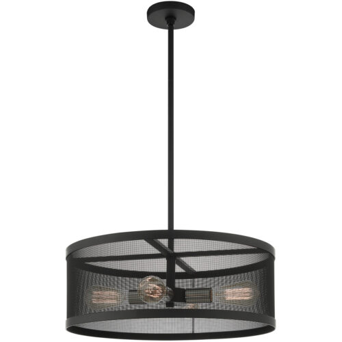 4 Light Black Chandelier with Black Stainless Mesh Shade-Lighting LumensChandeliers