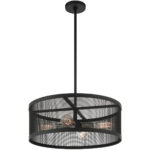 4 Light Black Chandelier with Black Stainless Mesh Shade-Lighting LumensChandeliers